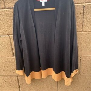 Isaac Mizrahi Black and Tan Cardigan Sweater Size 1X